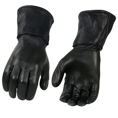 Milwaukee Leather Men's Gauntlet Motorcycle Hand Gloves- Black Deerskin Long • $36.99