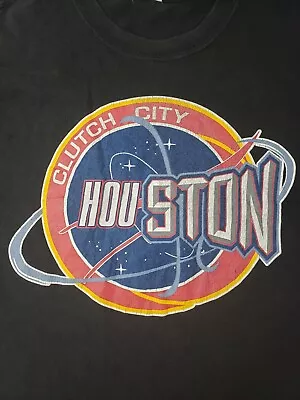 VINTAGE  Houston Rockets Tshirt Unisew Size Medium Black Clutch City • $24.83