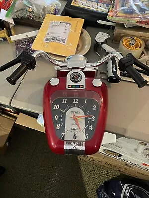 Motorcycle Wall Clock Horn Honks On The Hour Battery Covers Missing Runs • $40