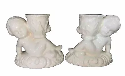 Two Vintage Cherub Candle Holders • $10