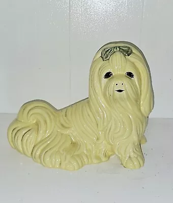  Maltese Dog Statue 9” Light Yellow Ceramic Vintage • $30