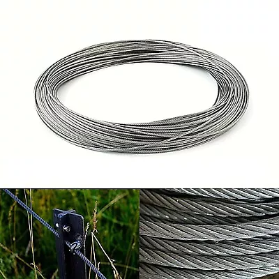 Steel Wire Rope Cable 1mm 1.5mm 2mm 3mm 4mm 5mm 6mm 8mm FREE DELIVERY • £0.99