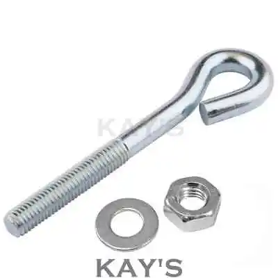 Straining Eye Bolts + Nuts & Washers M6m8m10 Zinc Plated Wire Fencing Tension • £2.11