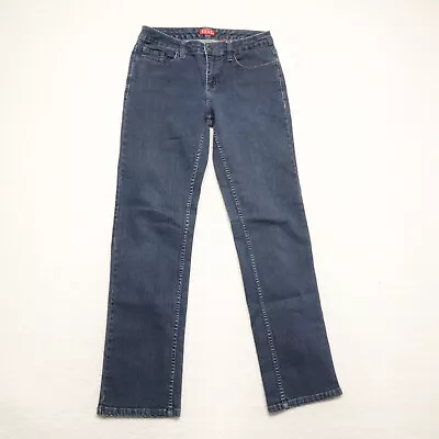 Elle Women's Size 8 Blue Straight Leg Dark Wash Cotton Blend Stretch Denim Jeans • $12.95