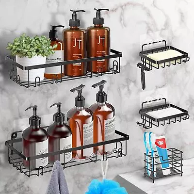 5 Pack Bathroom Shelf Wall Mounted Luxury Storage Rack Kitchen Organizer Holder • $18.99