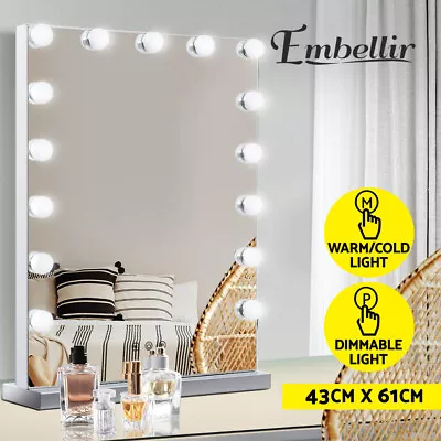 Embellir Makeup Mirror 43X61cm Hollywood With Light Vanity Dimmable Wall 15 LED • $105.95