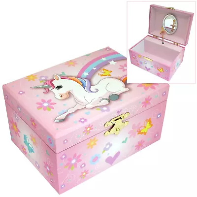 Unicorn Jewellery Box - Girls Musical  Spinning Ballerina - Pink Rainbow Trinket • £11.95