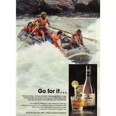 Vintage 1982 Print Ad For Korbel Brandy And Stihl Chainsaws Rafting • $8.50