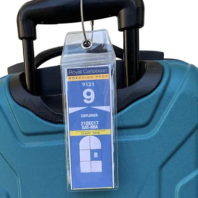 Cruise Luggage Suitcase Tag Label Holder Zip Seal & Steel Loops Travel (4 Pack) • £5.49