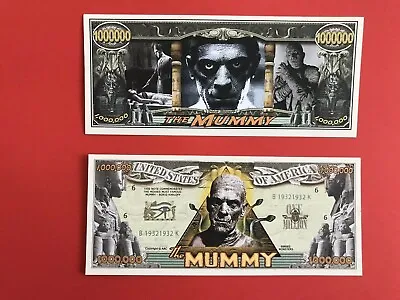  Two The Mummy Boris Karloff One Million Dollars Doublesided Novelty Banknotes.  • £1.95