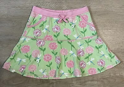 Lilly Pulitzer Girls 16 Vintage Skirt Green Pink Floral Dragonfly Pique Cotton • $24.99