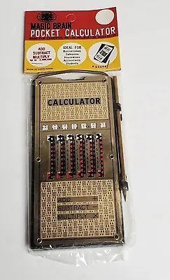 Vintage 1960s MAGIC BRAIN Pocket Mechanical Addiator Calculator Unpunched NOS • $39.99