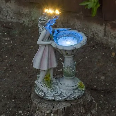 Garden Ornament Solar Powered Garden Angel Fairy Statue Home Decor Figurine • £14.95