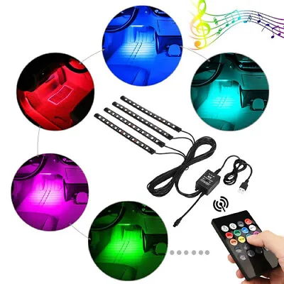 A59C LED Stripes Car Interior Lighting 48 LED Car LED Strip 8 Color Music • $26.06