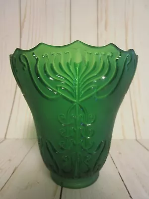 Vintage Emerald Green Glass Lamp Light Shade 2 1/4  Fitter • $13