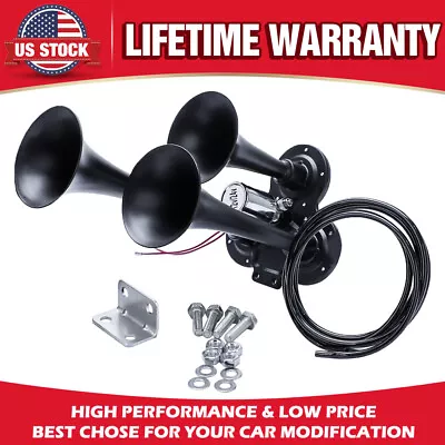 130DB Musical Air Train Horn W/3 Trumpets For Any 12V/24V Trucks Lorrys Trains • $38.99