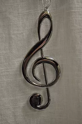 Silver Treble Clef Music Note Ornament Music Note Tree Ornament • $9.99