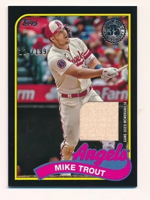 MIKE TROUT 2024 Topps Series 1 1989 BLACK Game Used Relic Bat /199 ANGELS • $24.99