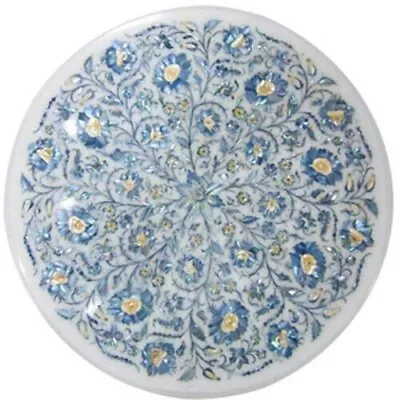 Marble Table Top Semi Precious Blue MOP Mosaic Pietra Dura Art Living Room Decor • $661.27