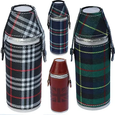 Amazing Hip Flask 8oz Stainless Steel & Leather Effect Round Flask With 2 Cups  • £3.49