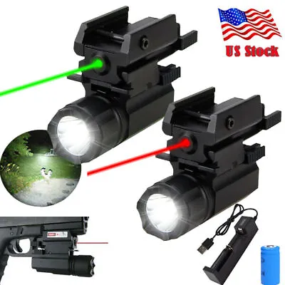 $18.99 • Buy 600 Lumen Rechargeable Weapon Green Laser Gun Rail Pistol Light Flashlight Combo