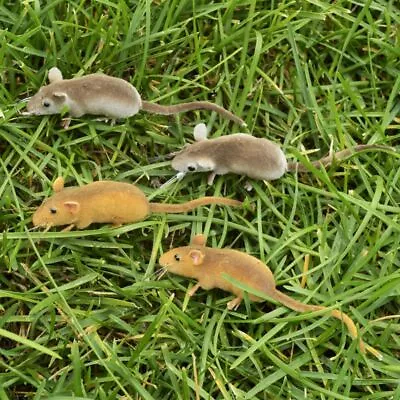 4x Clay Mouse Animal Lawn Realistic Ornament Statue Decor Garden Toy Patio Tree • £5.86