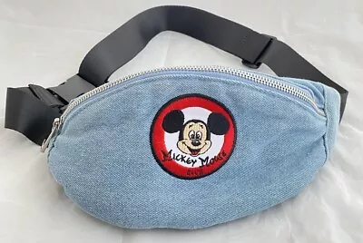 Disney Store Denim Mickey Mouse Club Fanny Pack Waist Bag Adjustable Embroidered • $39.99