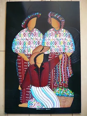 GUATEMALAN FOLK ART PAINTING Santiago Atitlán Guatemala Women Figures Modernism • $230