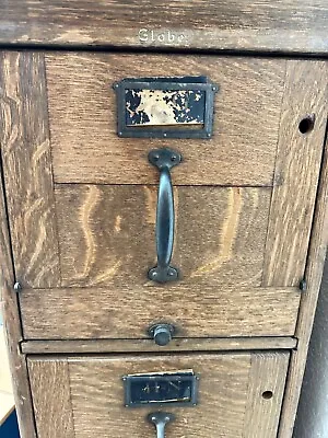 Globe Antique Early 20th Century Oak 3 Drawer File Cabinet • $750