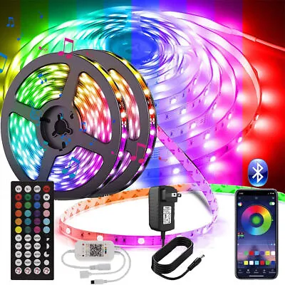 LED Strip Lights 80ft 50ft Music Sync Bluetooth 5050 RGB Room Light With Remote • $10.16