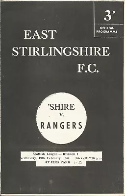 1963/64 Prog EAST STIRLINGSHIRE V RANGERS (Div 1)          • £1.49