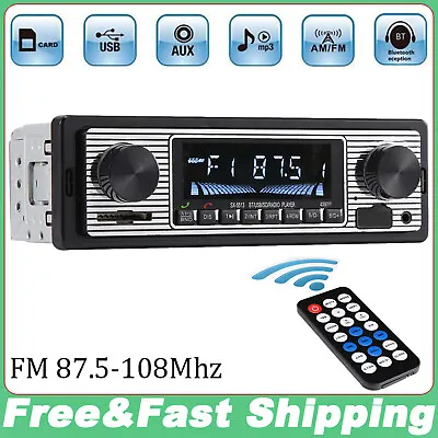Bluetooth Vintage Car FM Radio MP3 Player USB Classic Stereo Audio Receiver AUX • $16.89