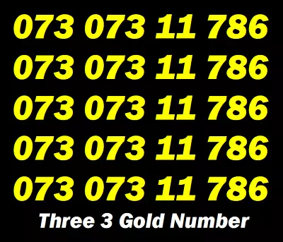 Three 3 Gold Easy Mobile Number Vip Sim Card Memorable Business Phone Golden 786 • £47.86