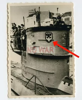 WWII GERMAN PHOTO U-BOOT U-BOAT With EMBLEM ON TOWER U-73 & CREW • $49.99