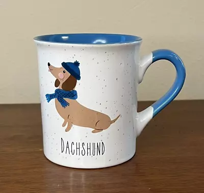 Love Your Mug: Large Coffee Tea Mug Dachshund Blue White Winter • $9.50