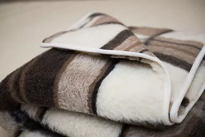 £79.99 • Buy   Merino Wool Blanket Throw Brown Check Single Double King Next Day Delivery
