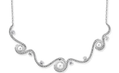 $38.50 • Buy $95 ELIOT DANORI By Nadri Silver Tone Faux Pearl CZ Statement Necklace NEW