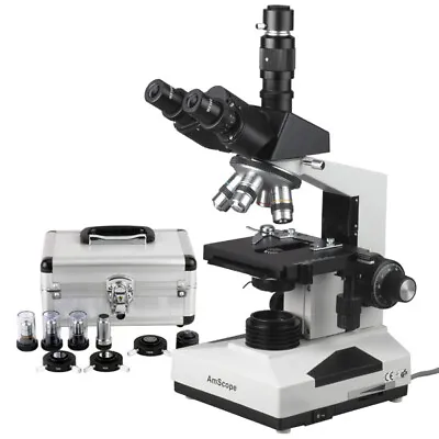 AmScope 40X-1600X Trinocular Phase Contrast Compound Microscope Multi-Use Clinic • $803.99