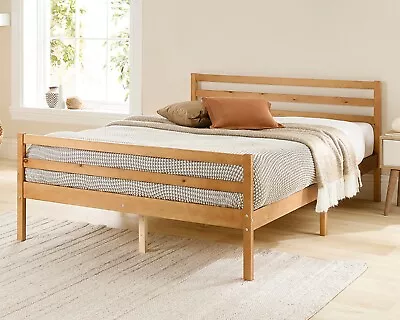 Aspire Alpine Wooden Bed Solid Wood Natural Varnished Bedstead Frame Mattress • £224.99