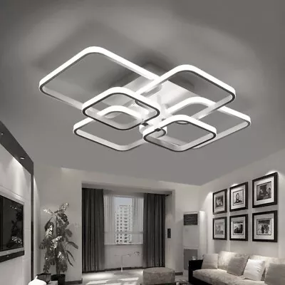 Large Square Lamp Modern LED Ceiling Light Cool White Chandeliers Lights Bedrrom • £49.99