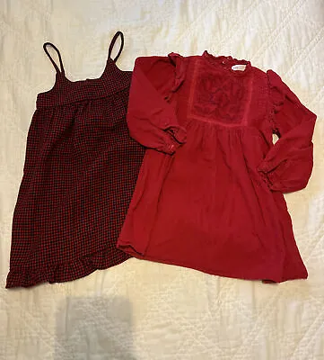 $16.99 • Buy Zara Girls Dress Lot 6 Red Plaid Wool Corduroy Long Sleeve Holiday