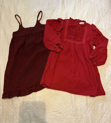 $16.99 • Buy Zara Girls Dress Lot 6 Red Plaid Wool Corduroy Long Sleeve Holiday