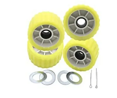 $38 • Buy UANOFCN 3×5  OD Boat Trailer Yellow Poly Ribbed Wobble Rollers Heavy Duty 