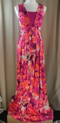 Liz Lang Maternity Medium Red-Violet Multi Floral Sleeveless Dress • $14.99