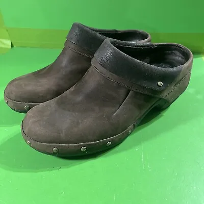 MERRELL Womens Shoes Brown Sz 7.5  Leather Luxe Wrap Clogs Mule Bitter Chocolate • $7