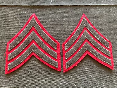 Early WW2 USMC Sergeant Chevron Pair. Forrest On Red.  Wool On Wool • $19.95