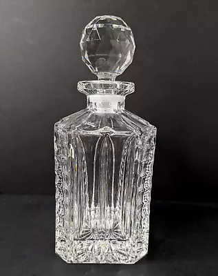 Square Decanter Stopper Lead Crystal Leaded Glass Whiskey Spirits Vintage • $69.99