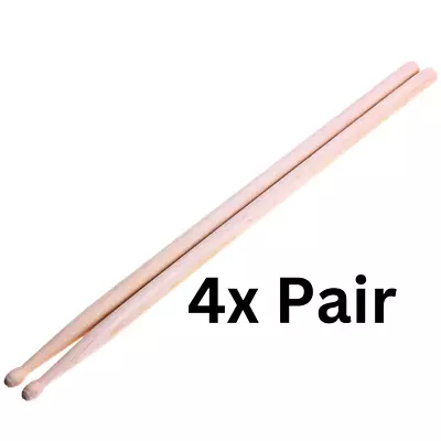 4 Pair 7A Maple Wood Lightweight Endearing Music Oval Tip Drumsticks Drum Sticks • $23