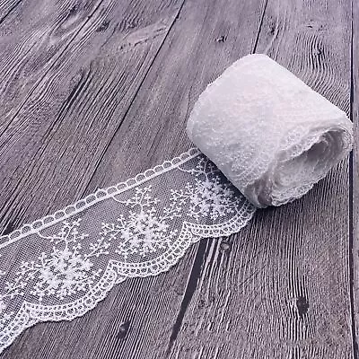 3 /7.5cm White Cotton Lace Trim Sewing Craft Vintage Wedding/ Bridal Edging DIY • £4.55