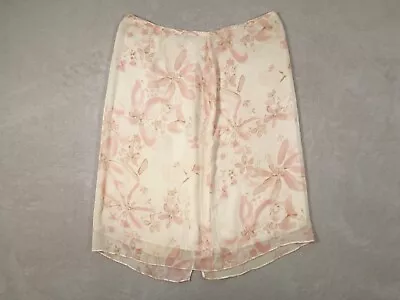 Merona Womens Pink Skirt Floral Silk Chiffon Knee Length Pull On Size XL • $15